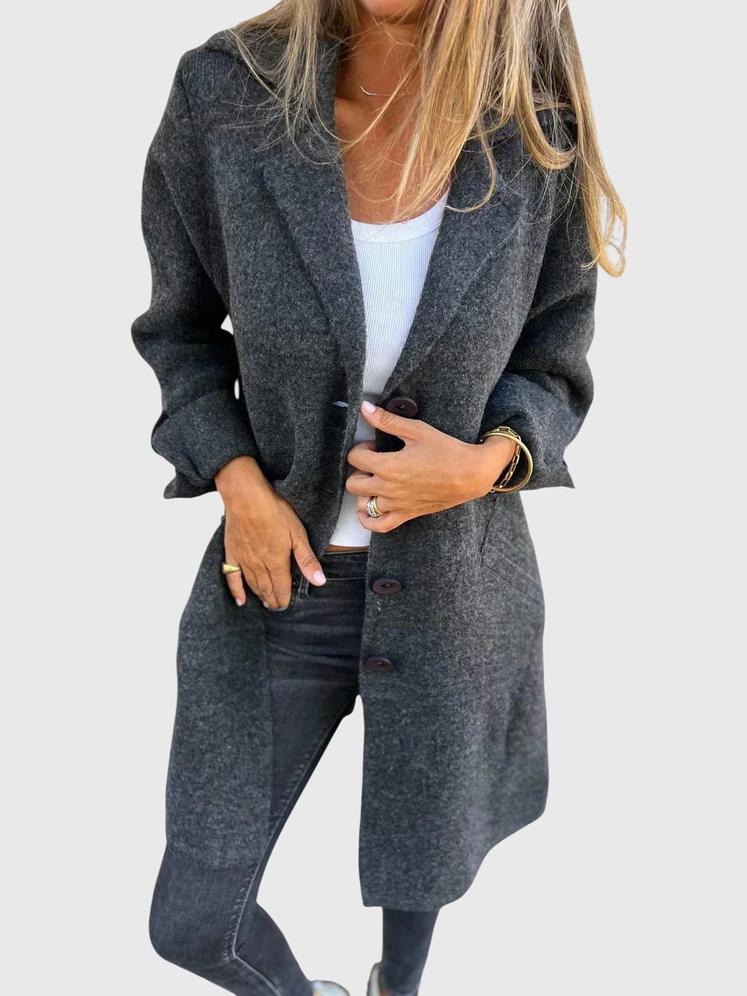 Button-front blazer for women