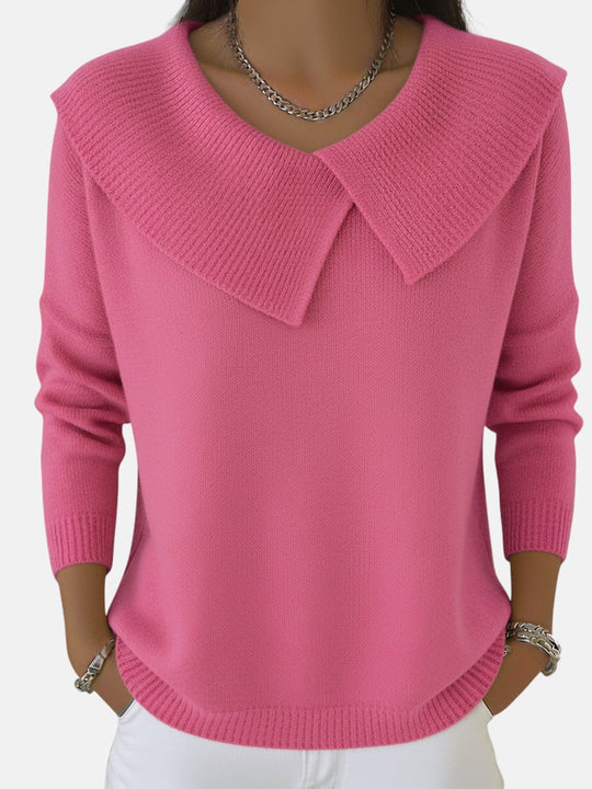 Collared knit sweater for women in seven colors