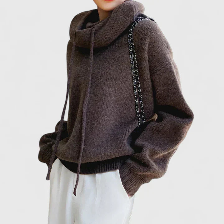 Relaxed hoodie in green, brown and blue for women
