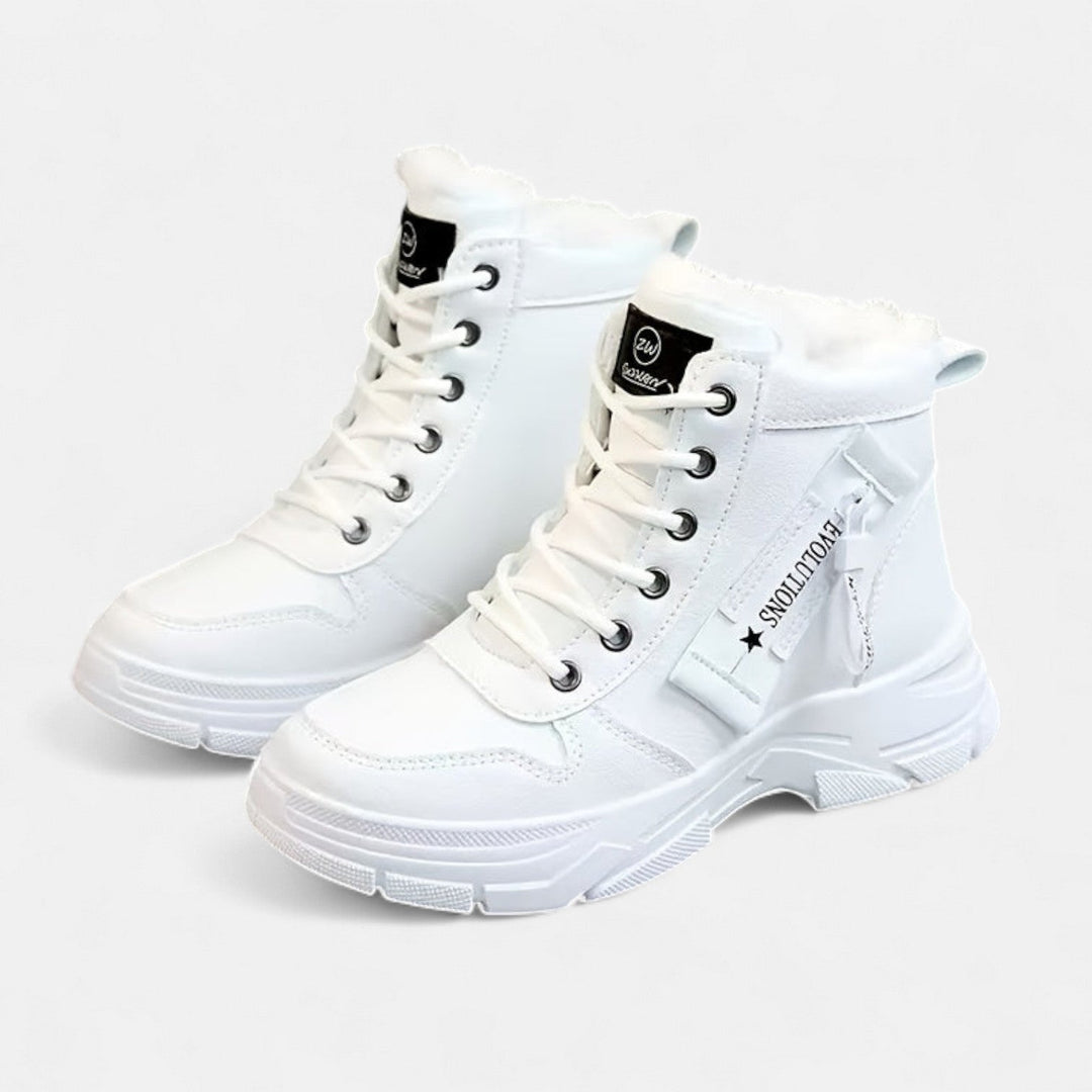 Cold weather boots in khaki, white and black for women