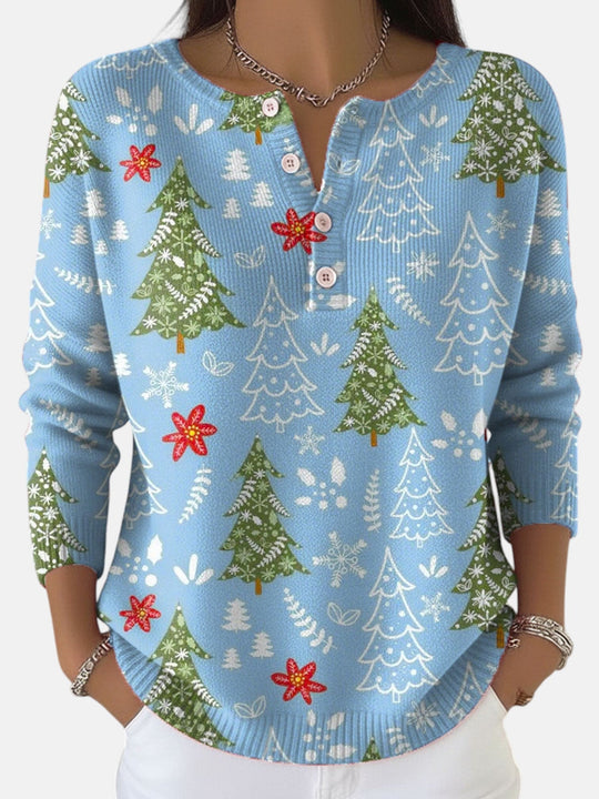 Button-front sweater in five festive colors for women