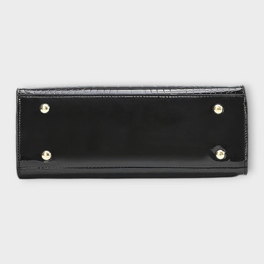 Croc-effect glossy handbag in five colors for women