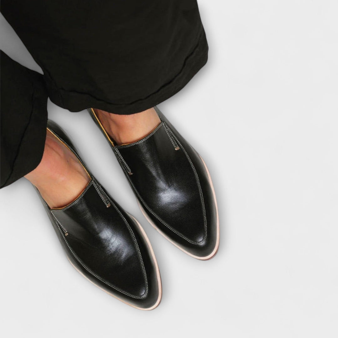 Black slip-on loafers for women