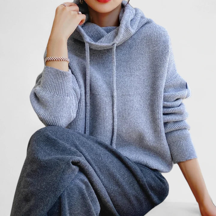 Relaxed hoodie in green, brown and blue for women