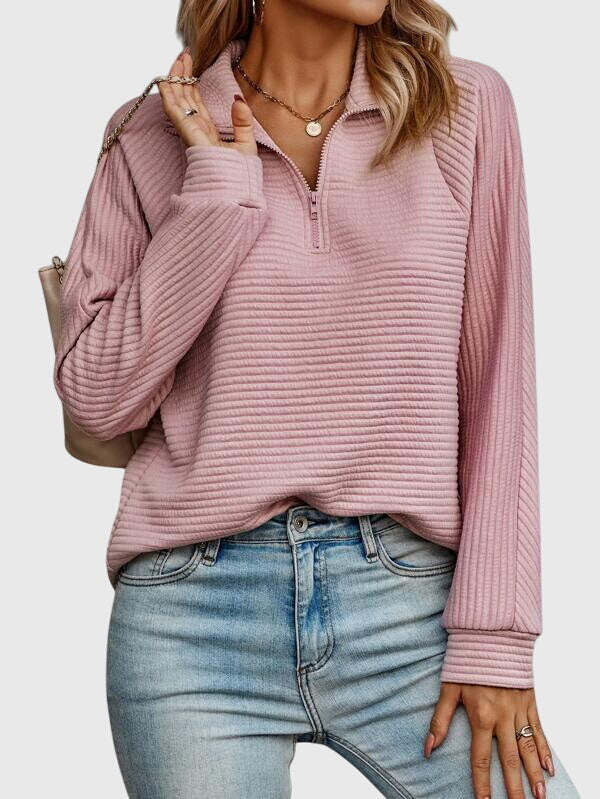 Zip-front sweater in six colors for women