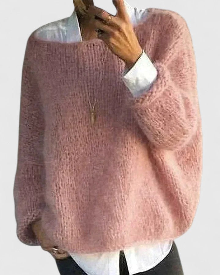 Soft sweater in pink, gray and green for women