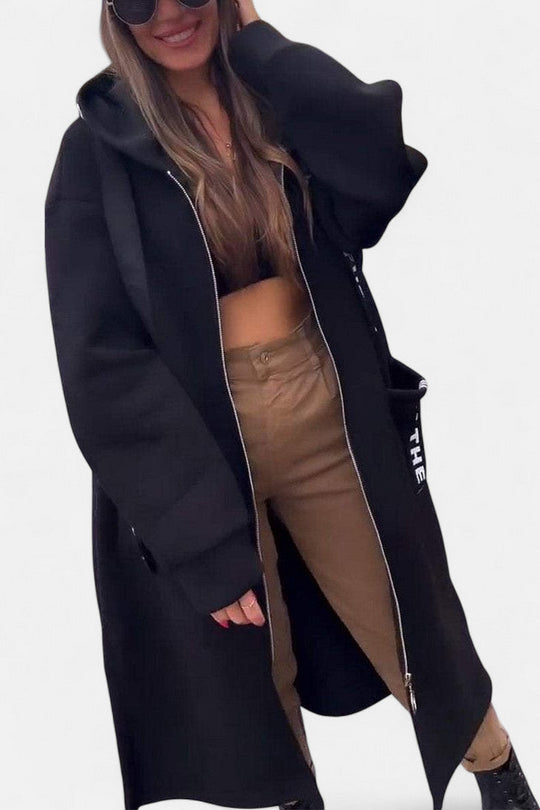 Long hooded coat in five colors for women