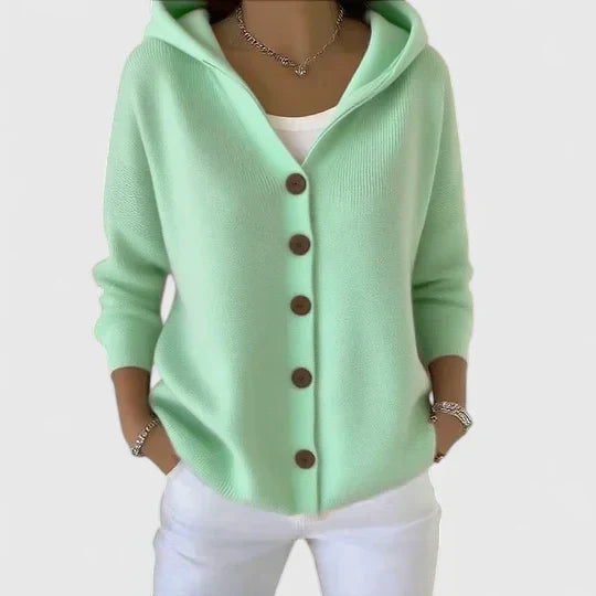 Knit cardigan for women in pink, beige, green and yellow