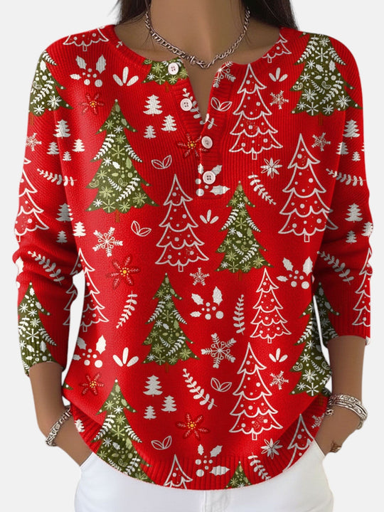 Button-front sweater in five festive colors for women