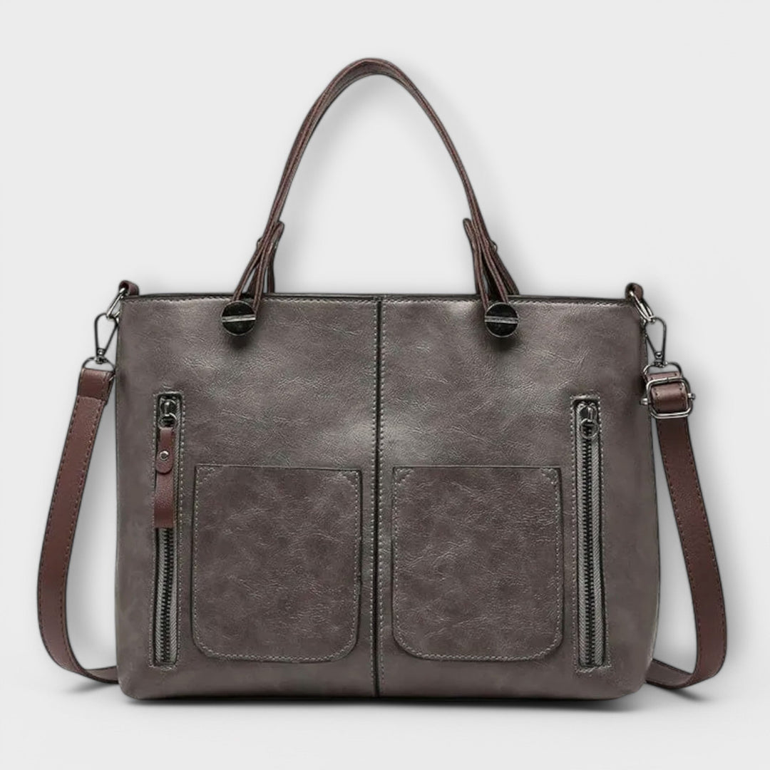 Elegant everyday bag in brown, black and gray for women