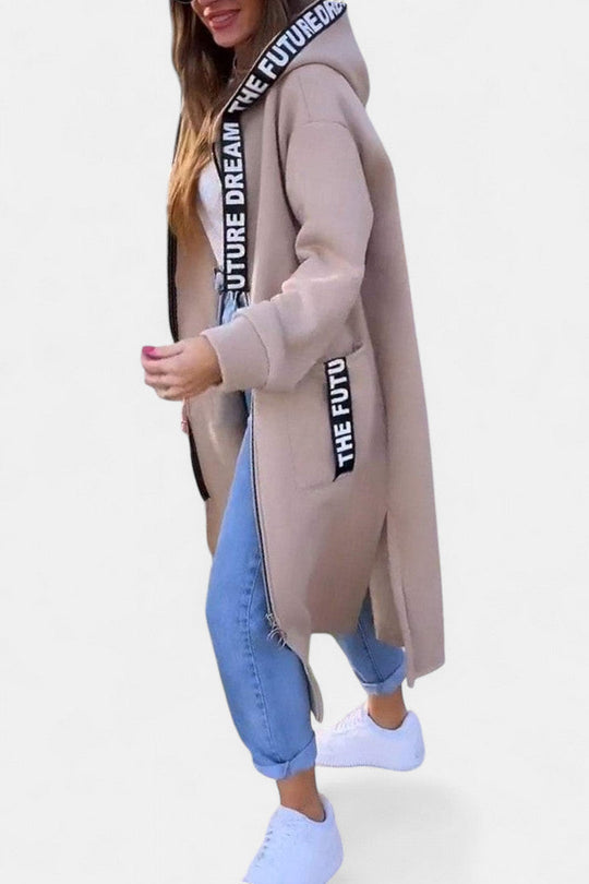 Long hooded coat in five colors for women