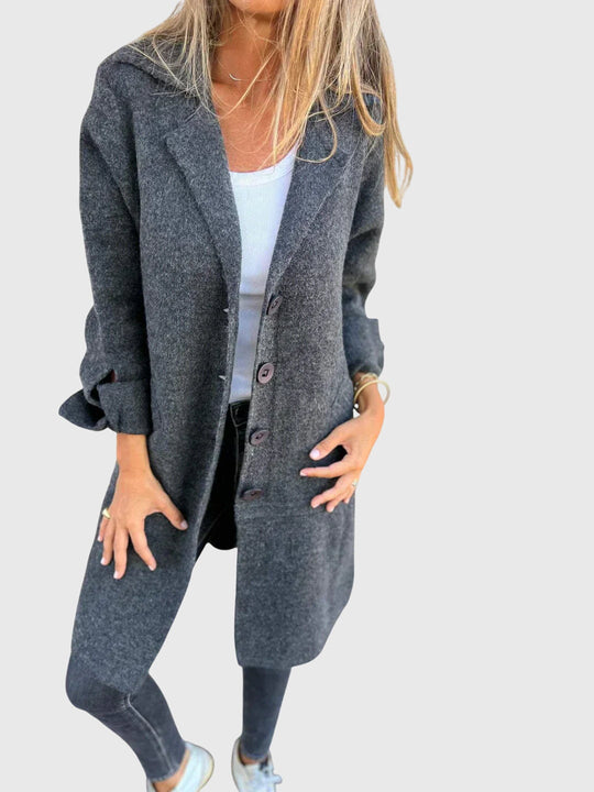 Button-front blazer for women
