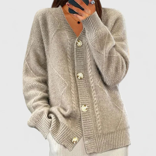 Knit cardigan for women in red, apricot, khaki and pink