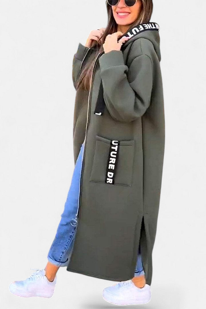 Long hooded coat in five colors for women