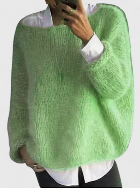 Soft sweater in pink, gray and green for women