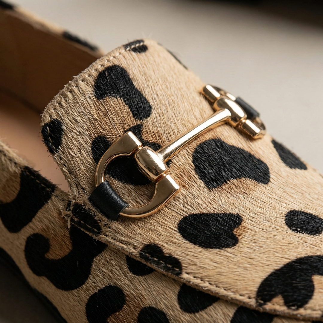 Spotted leopard print loafers for women