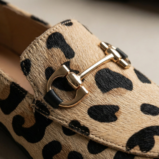 Spotted leopard print loafers for women