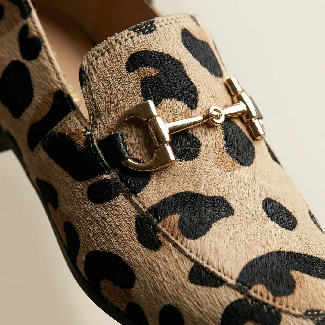 Spotted leopard print loafers for women