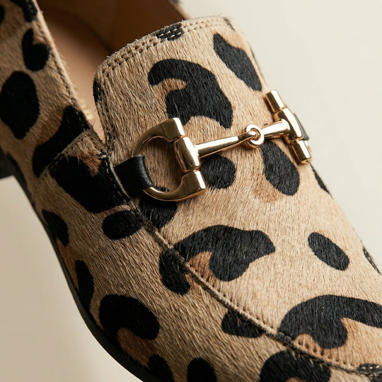 Spotted leopard print loafers for women