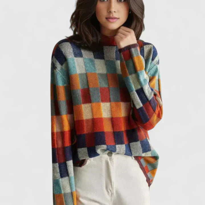 Multicolor knit sweater for women