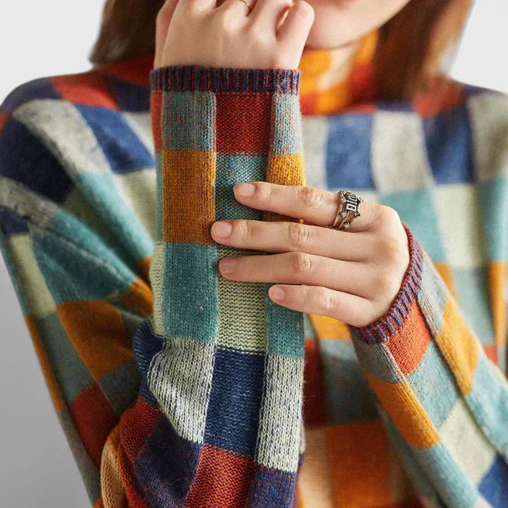Multicolor knit sweater for women