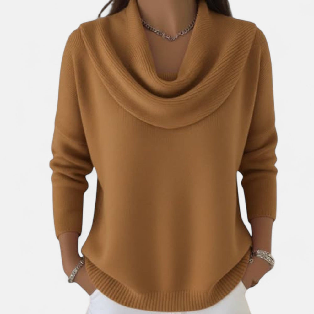 Knit sweater for women in red, brown and green