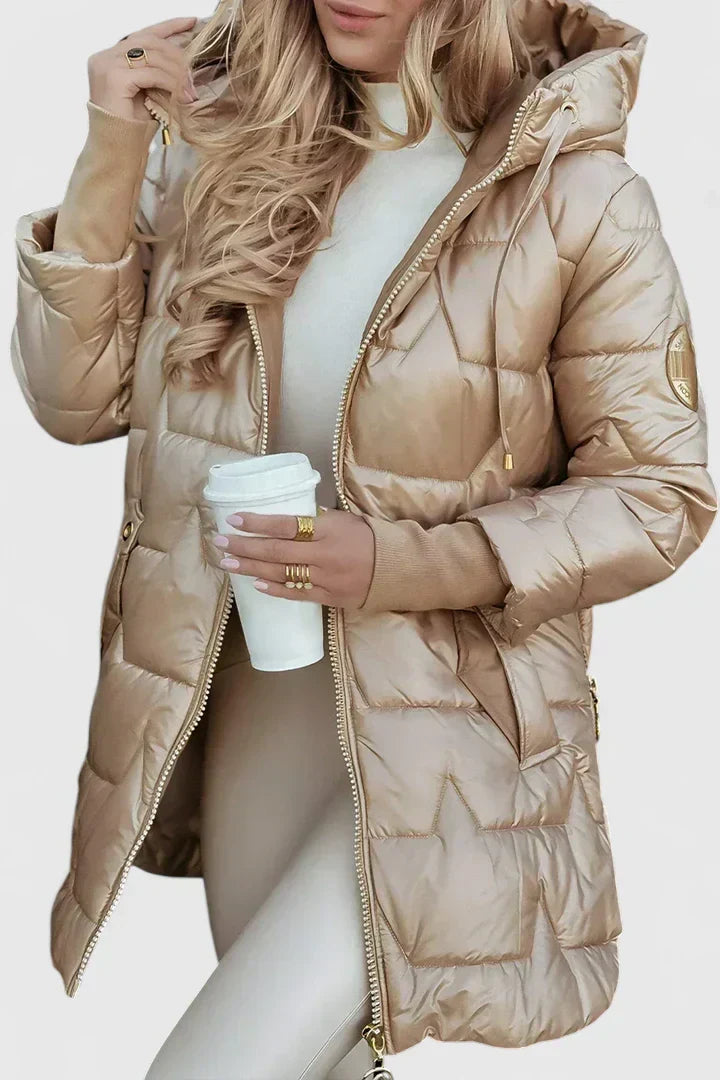 Long coat in beige, dark brown, black and gray for women