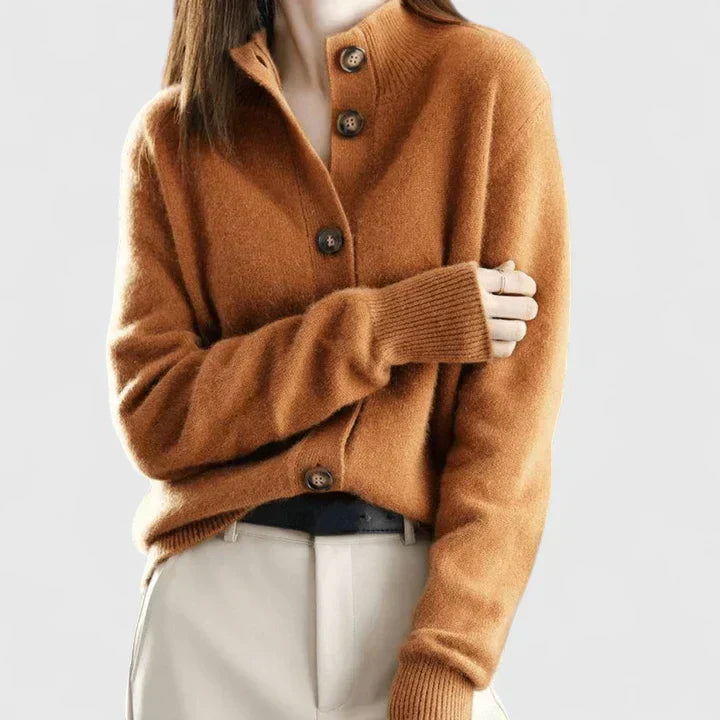 Knit cardigan for women in warm neutrals