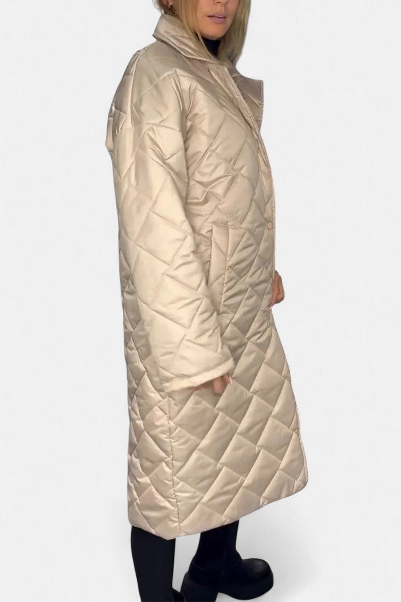 Quilted coat with leopard print lining for women