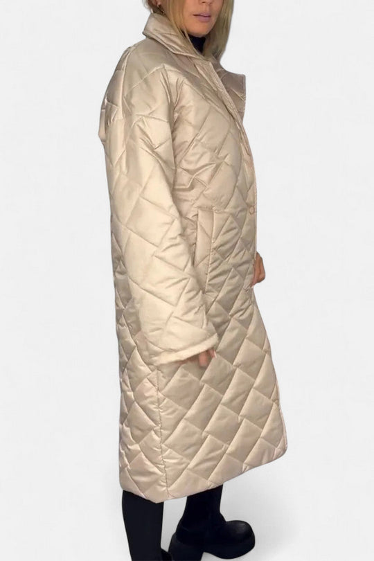 Quilted coat with leopard print lining for women