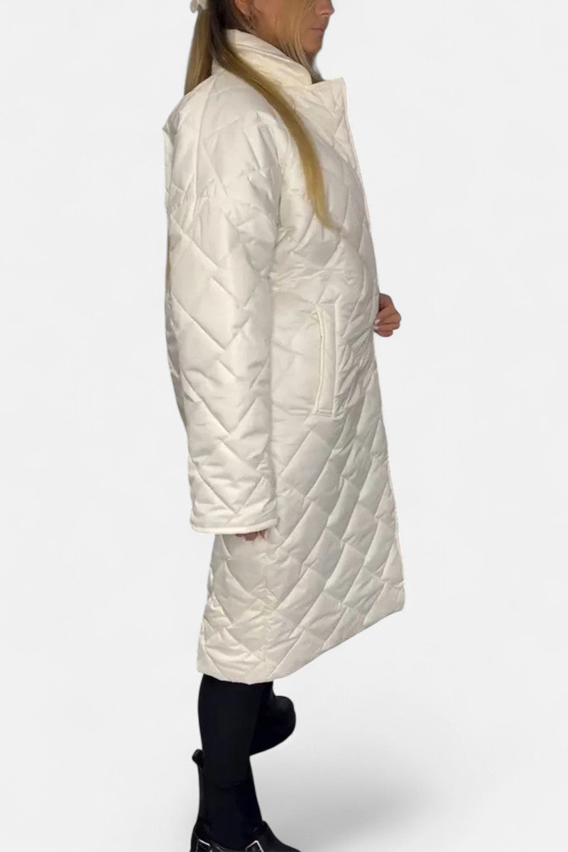 Quilted coat with leopard print lining for women