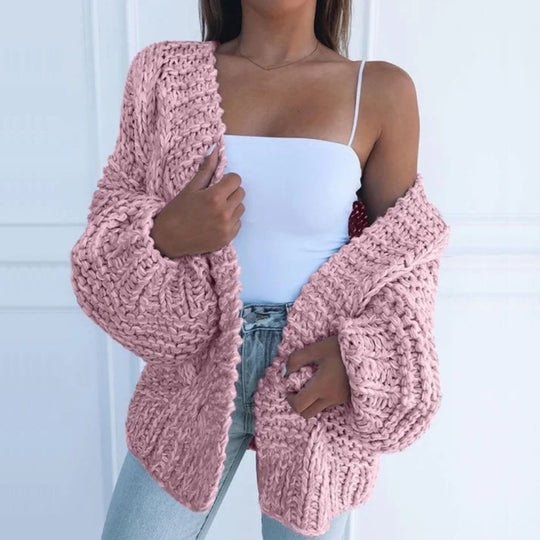 Knit cardigan for women in black, brown, pink and sky blue