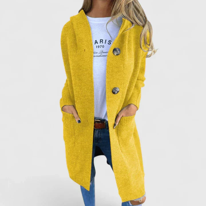 Knit cardigan for women in beige, gray, black and yellow