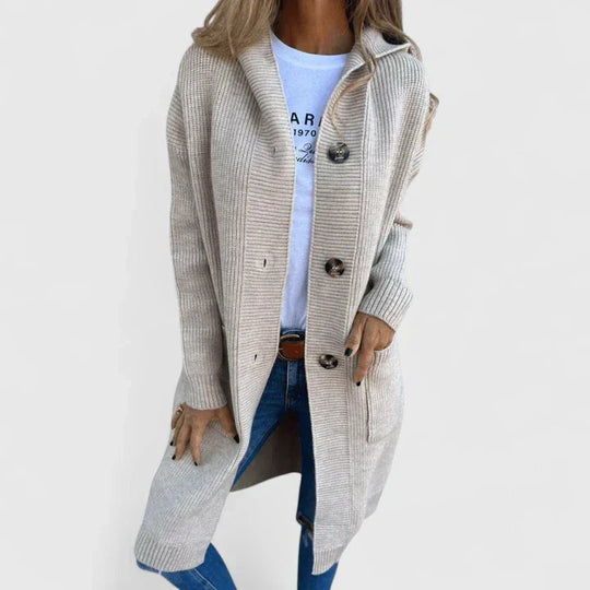 Knit cardigan for women in beige, gray, black and yellow