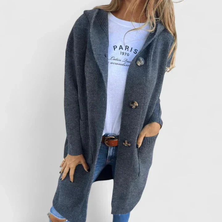 Knit cardigan for women in beige, gray, black and yellow