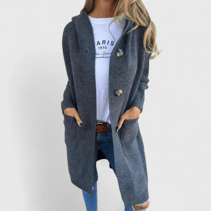Knit cardigan for women in beige, gray, black and yellow