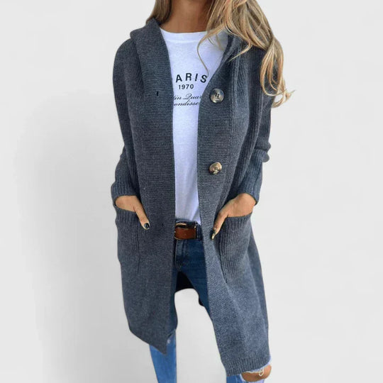 Knit cardigan for women in beige, gray, black and yellow