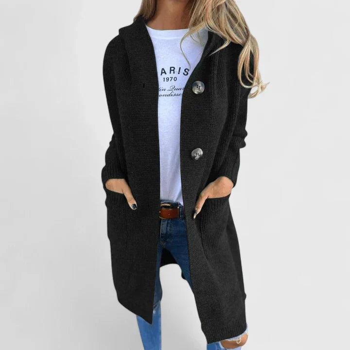 Knit cardigan for women in beige, gray, black and yellow