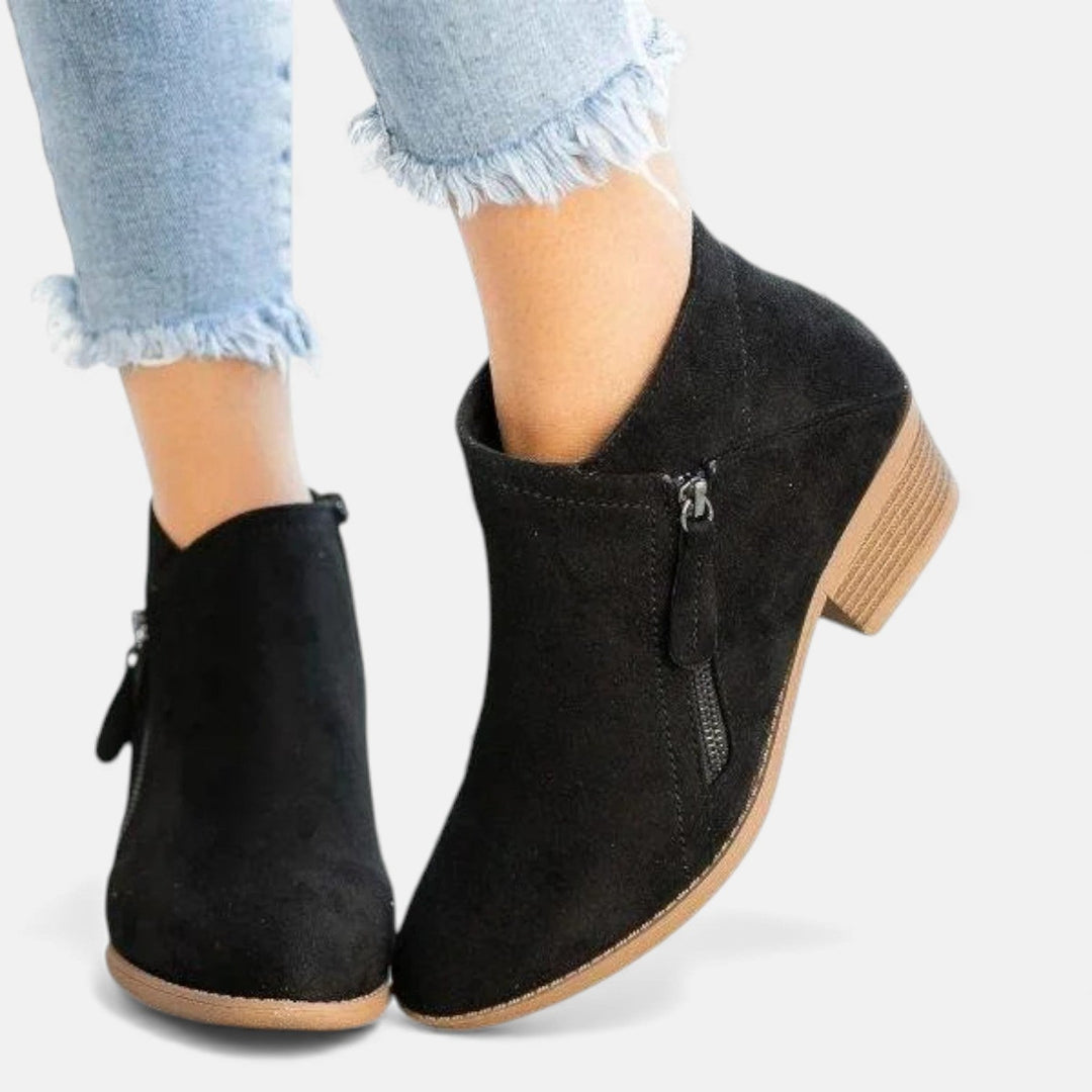 Georgia | Side Zip Stacked Heel Boots