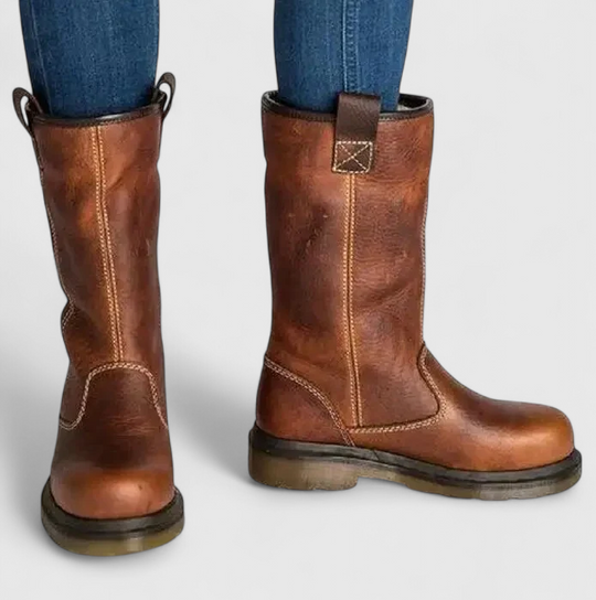 Faux leather winter boots for women