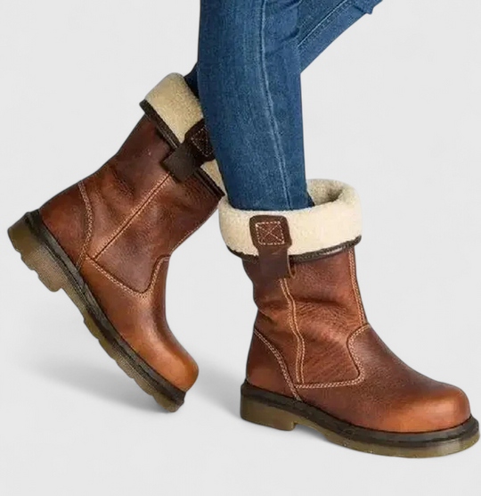 Faux leather winter boots for women