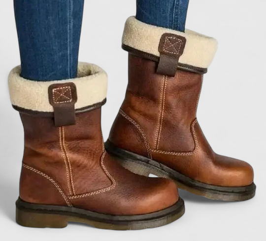Faux leather winter boots for women