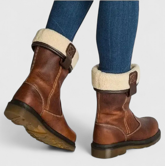 Faux leather winter boots for women