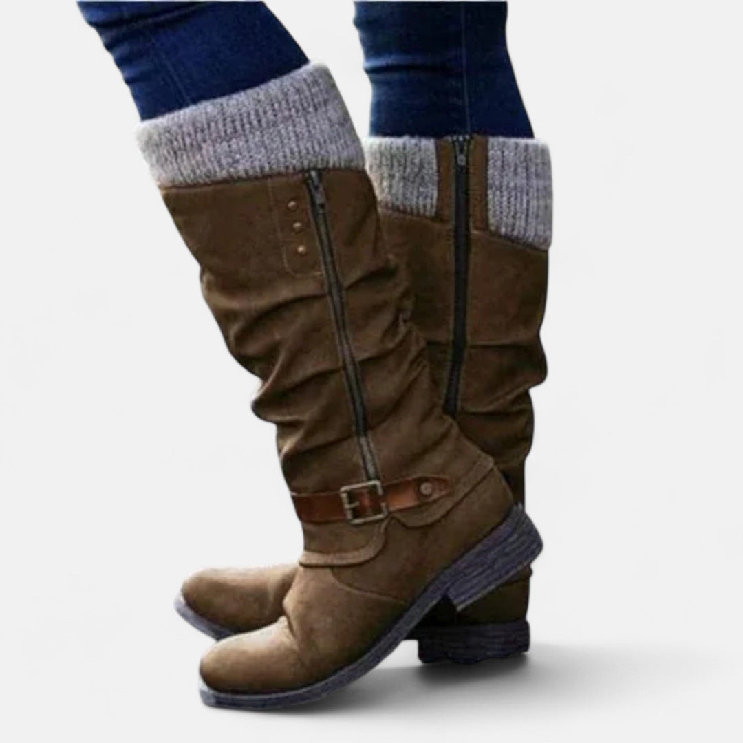 Comfort boots in black, red, brown, purple and gray for women