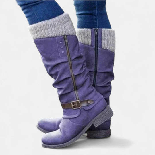 Comfort boots in black, red, brown, purple and gray for women