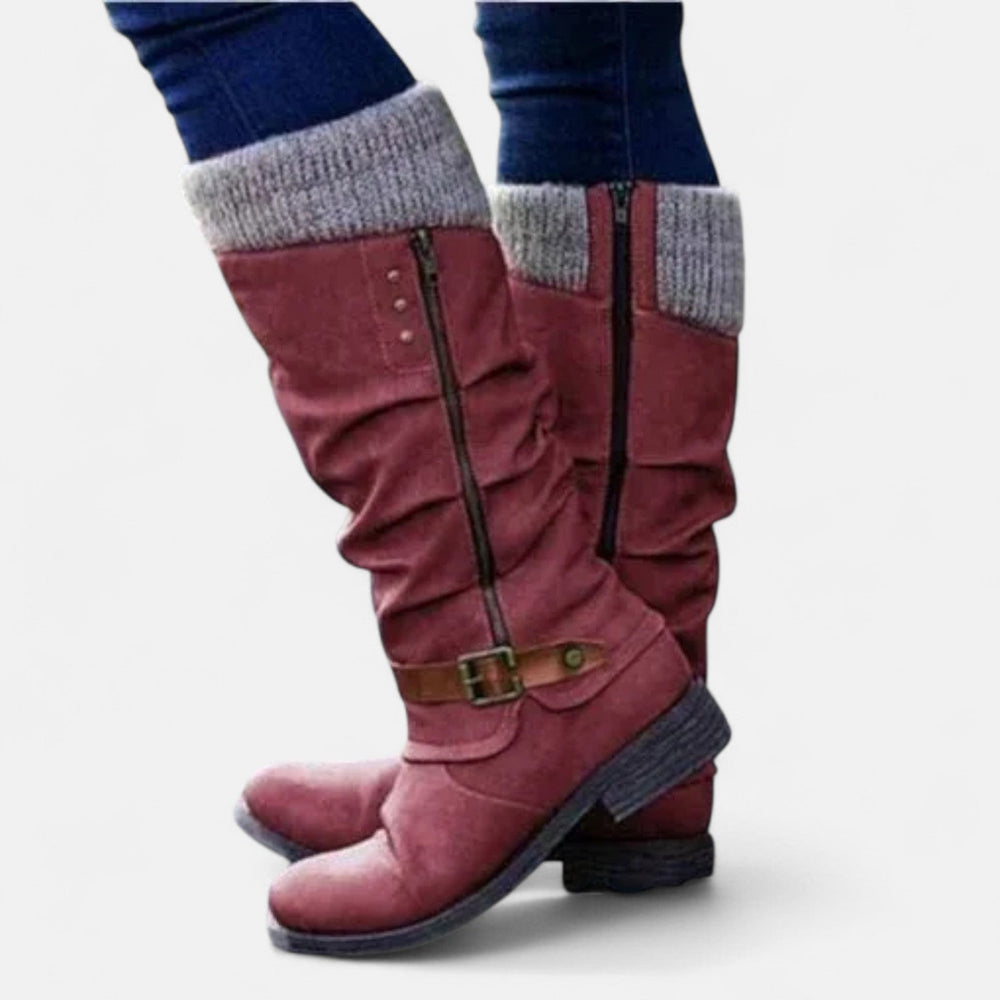 Comfort boots in black, red, brown, purple and gray for women