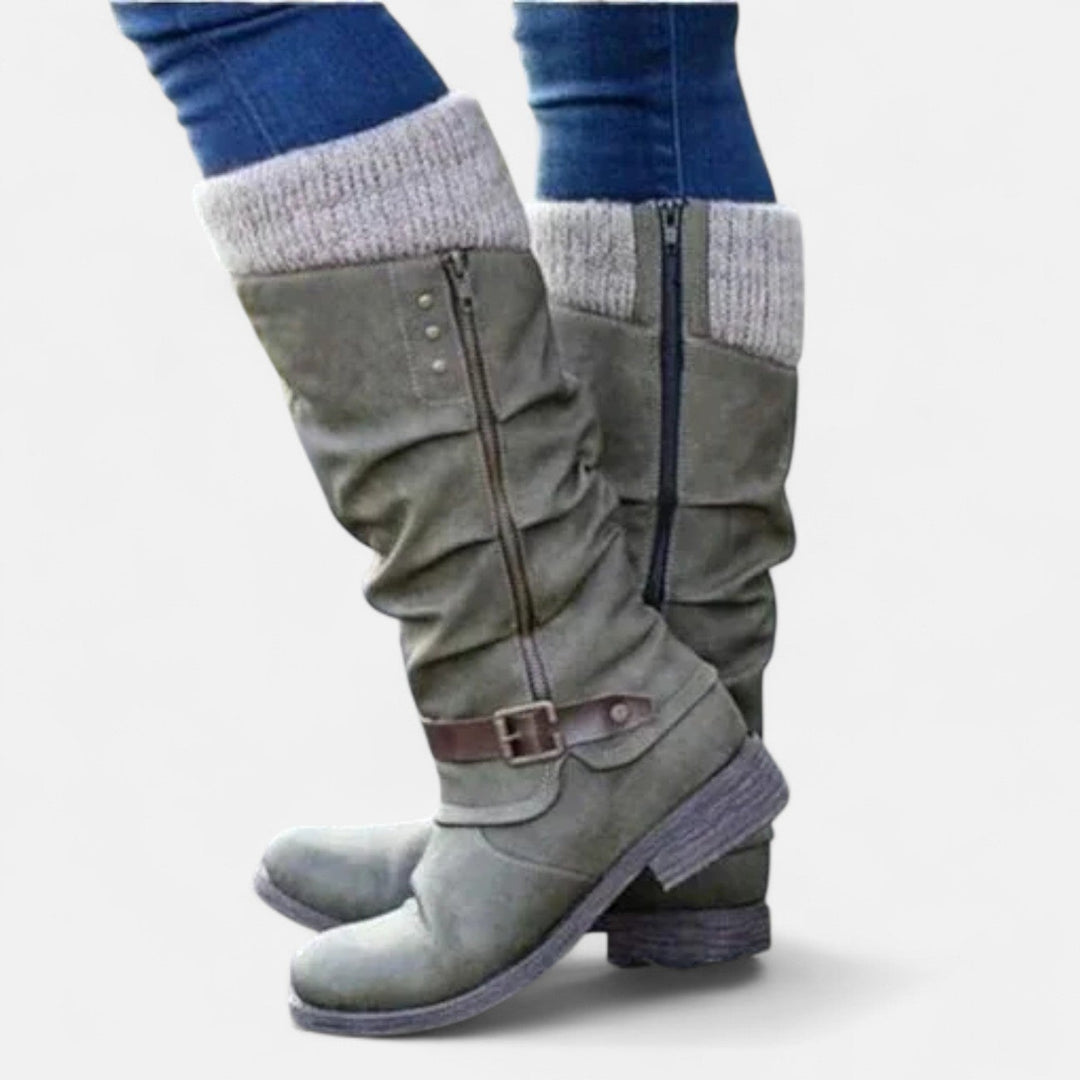 Comfort boots in black, red, brown, purple and gray for women