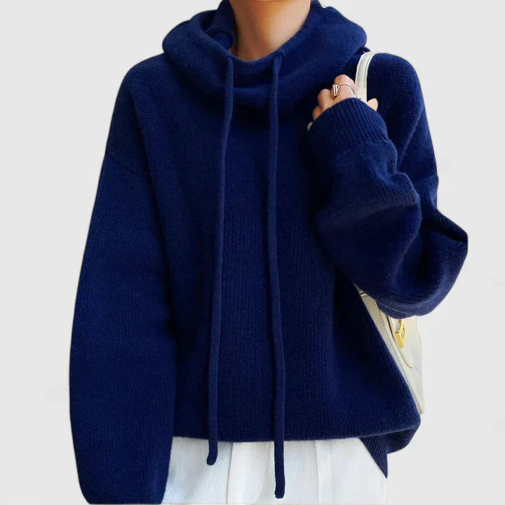 Relaxed hoodie in green, brown and blue for women